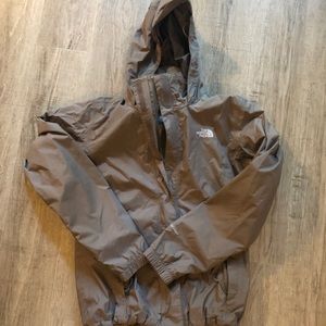 Brown North face Raincoat- practically new